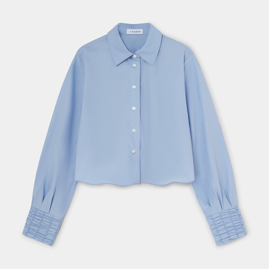 LAAGAM ROXANE BLUE RUCHED SHIRT TP/M2605