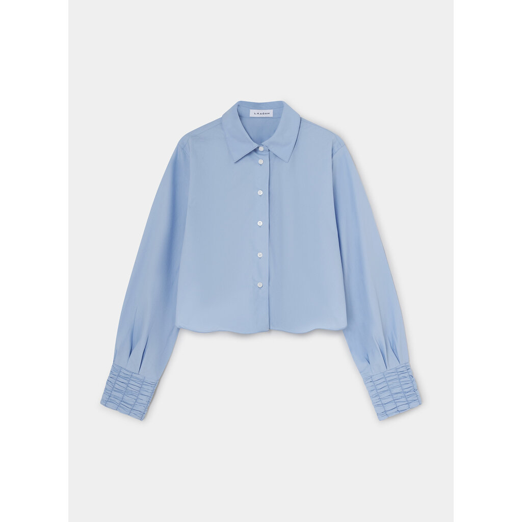 LAAGAM ROXANE BLUE RUCHED SHIRT TP/M2605