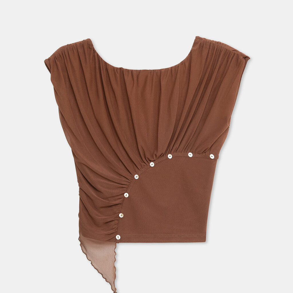 LAAGAM GEMINI BROWN DRAPED TOP TP/M2015