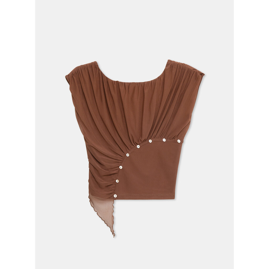 LAAGAM GEMINI BROWN DRAPED TOP TP/M2015