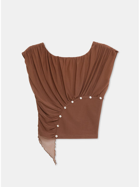 LAAGAM GEMINI BROWN DRAPED TOP TP/M2015