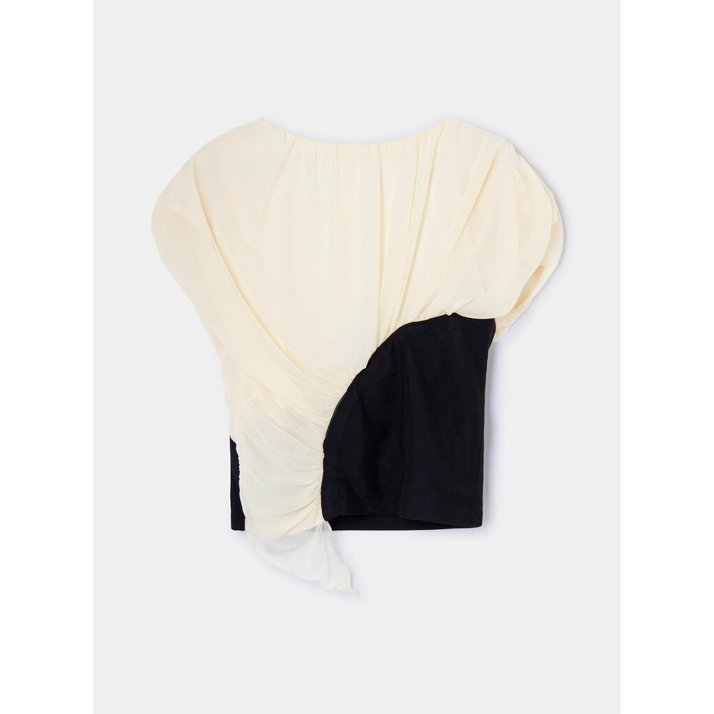 LAAGAM GEMINI ECRU DRAPED TOP BPSS2404