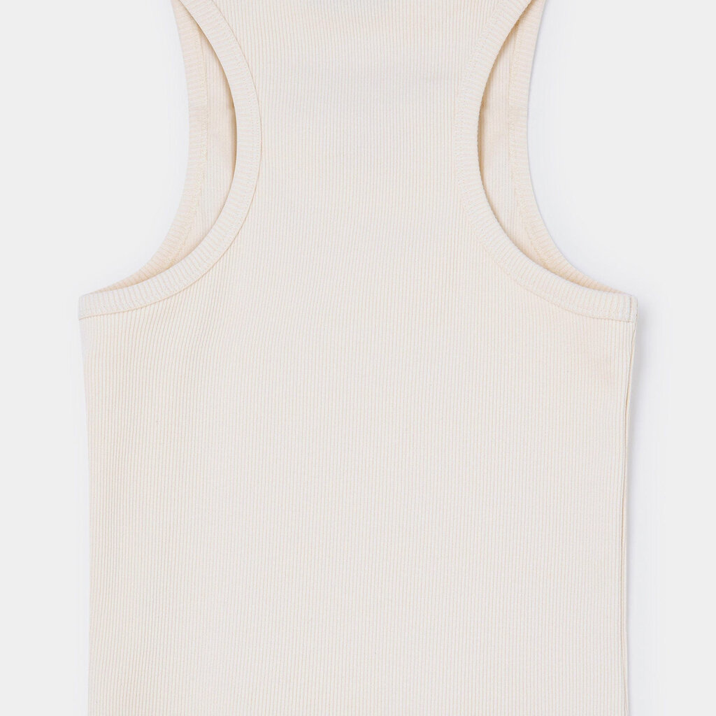 LAAGAM ECRU EMBROIDERED LOGO TANK TOP TSFW2302
