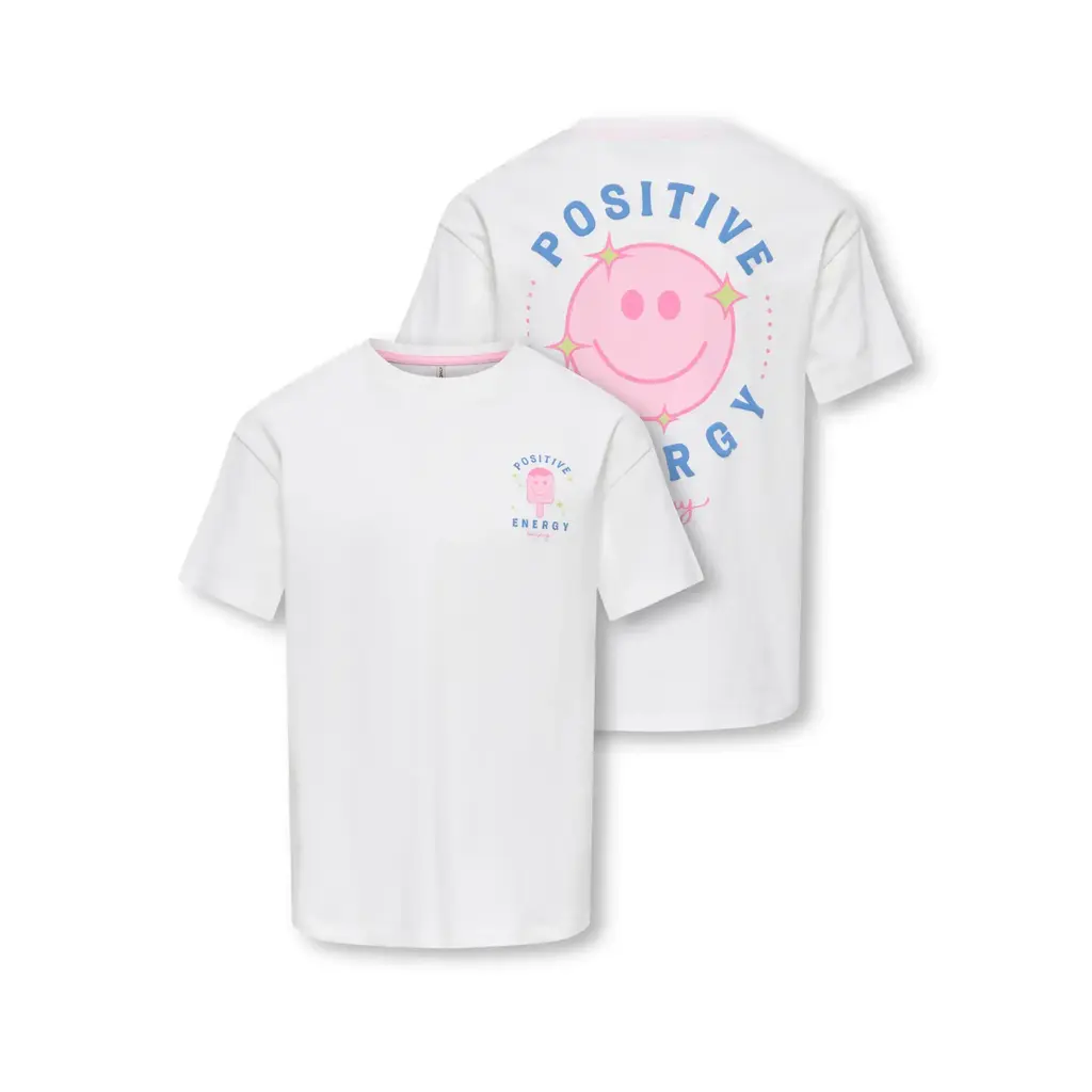 KIDS ONLY KOGROSITA LIFE S/S LOOSE LONG TOP JRS 15380445 Cloud Dancer Positive