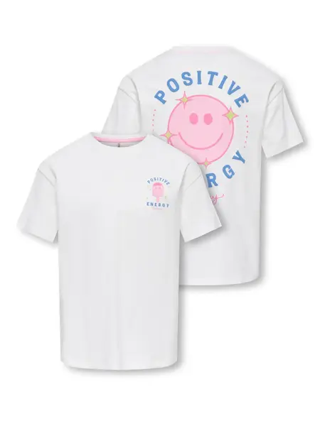 KIDS ONLY KOGROSITA LIFE S/S LOOSE LONG TOP JRS 15380445 Cloud Dancer Positive