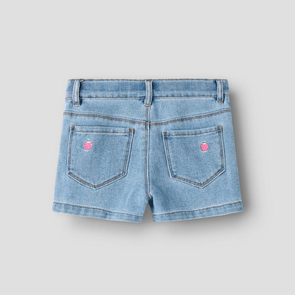name it NMFROSE REG EMB SHORTS 6202-IZ 13254122 Light Blue Denim STRAWBERRY