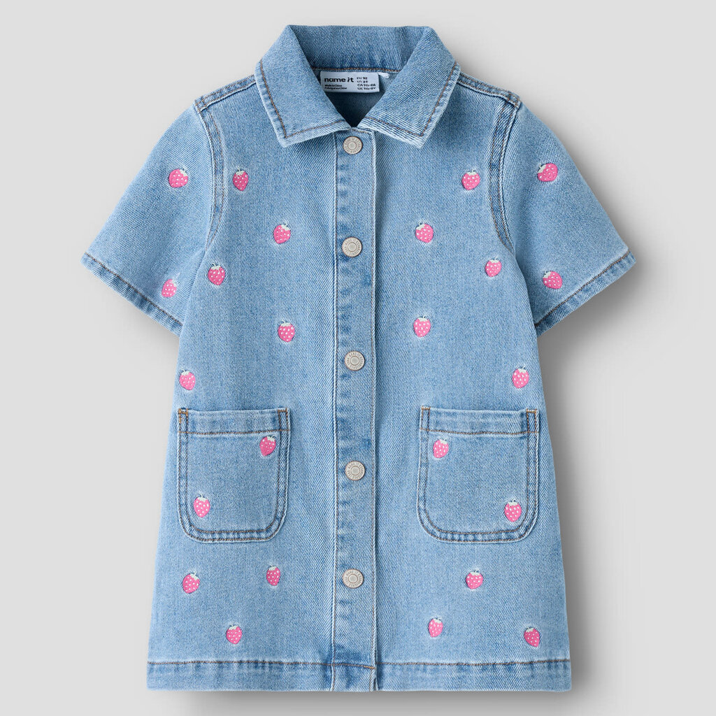 name it NMFLAILA SS EMB DRESS 6202-IZ 13255050 Light Blue Denim STARWBERRY
