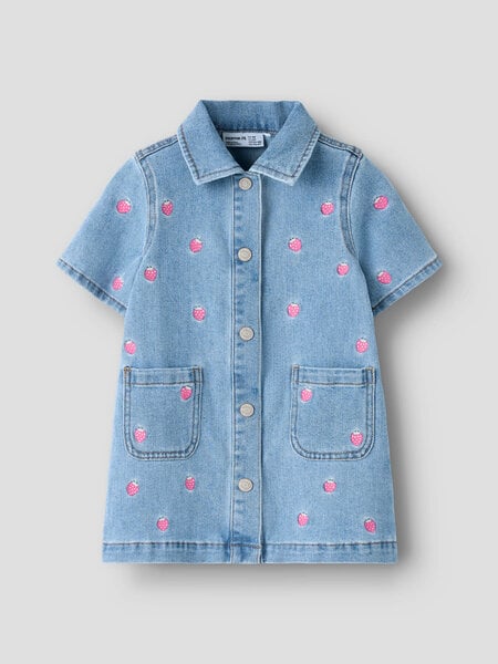 name it NMFLAILA SS EMB DRESS 6202-IZ 13255050 Light Blue Denim STARWBERRY