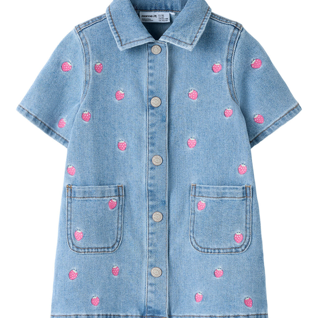 name it NMFLAILA SS EMB DRESS 6202-IZ 13255050 Light Blue Denim STARWBERRY