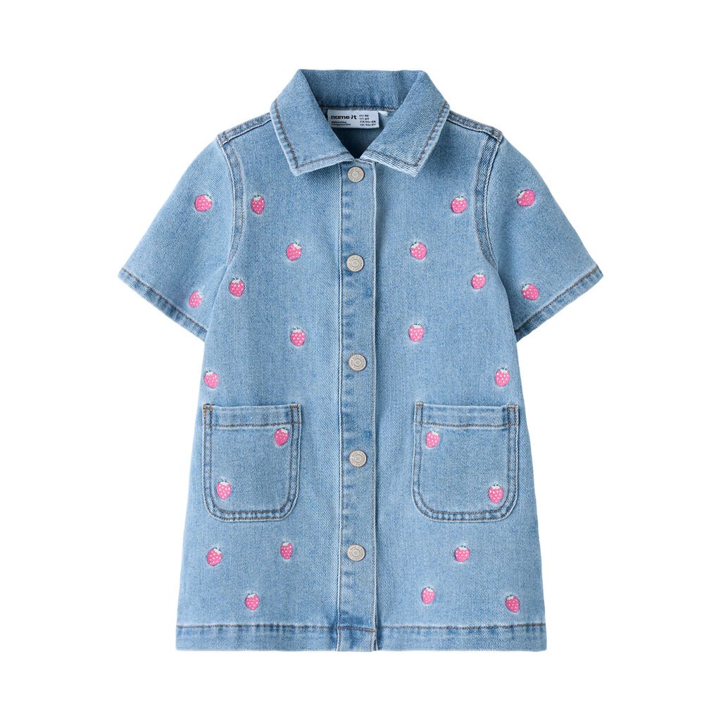 name it NMFLAILA SS EMB DRESS 6202-IZ 13255050 Light Blue Denim STARWBERRY