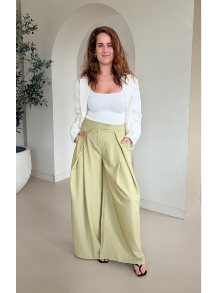 Pantalon plooien - lime