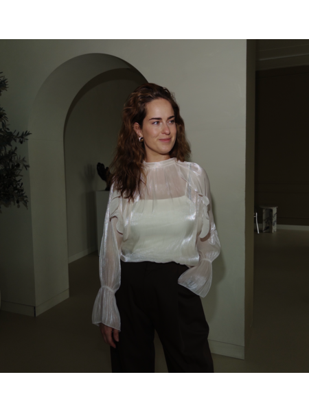 Seethrough blouse ruffle - peach