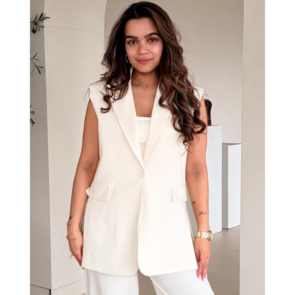 Gilet spit zijkant - creme