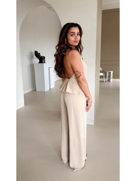Jumpsuit halternek - beige