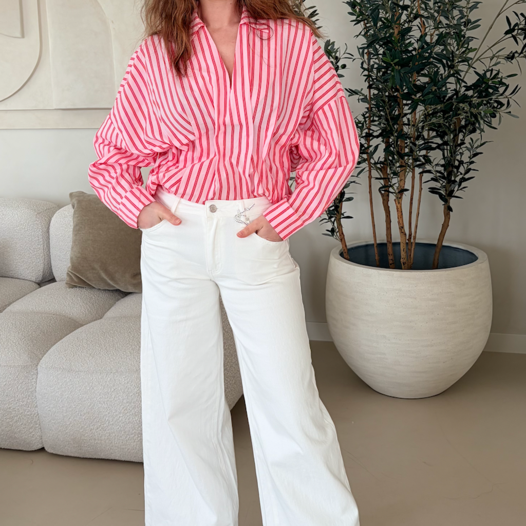 Stretch jeans wide leg  mid waist- white
