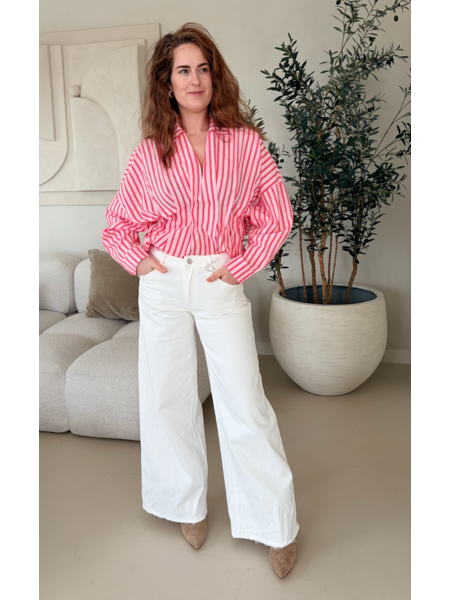 Stretch jeans wide leg  mid waist- white