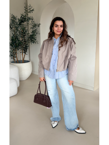 Jeans stretch wide leg destroyed - light blue