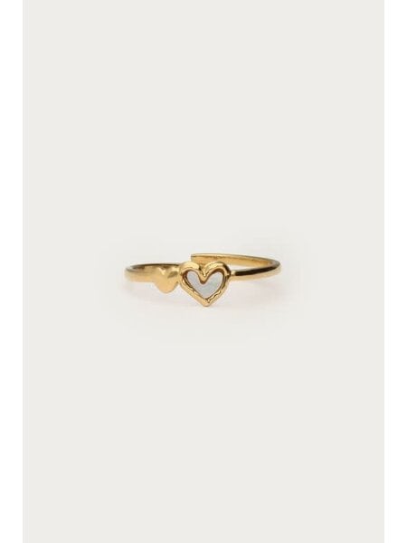 Ring met dubbel wit hartje MJ16086 Goud