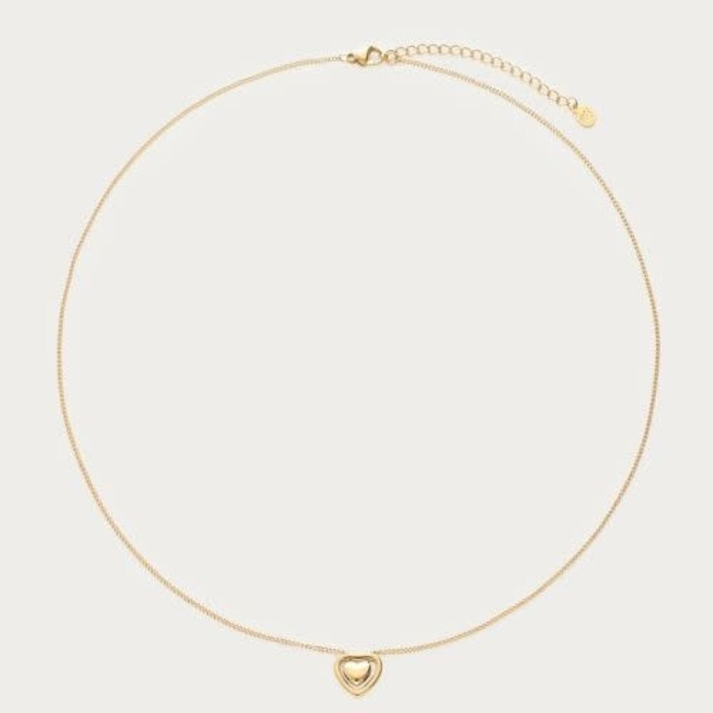 Minimalistische ketting met dubbel hartje MJ16076 Goud