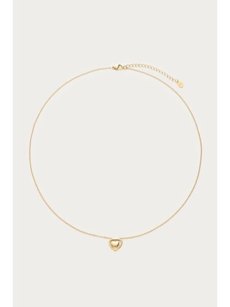 Minimalistische ketting met dubbel hartje MJ16076 Goud
