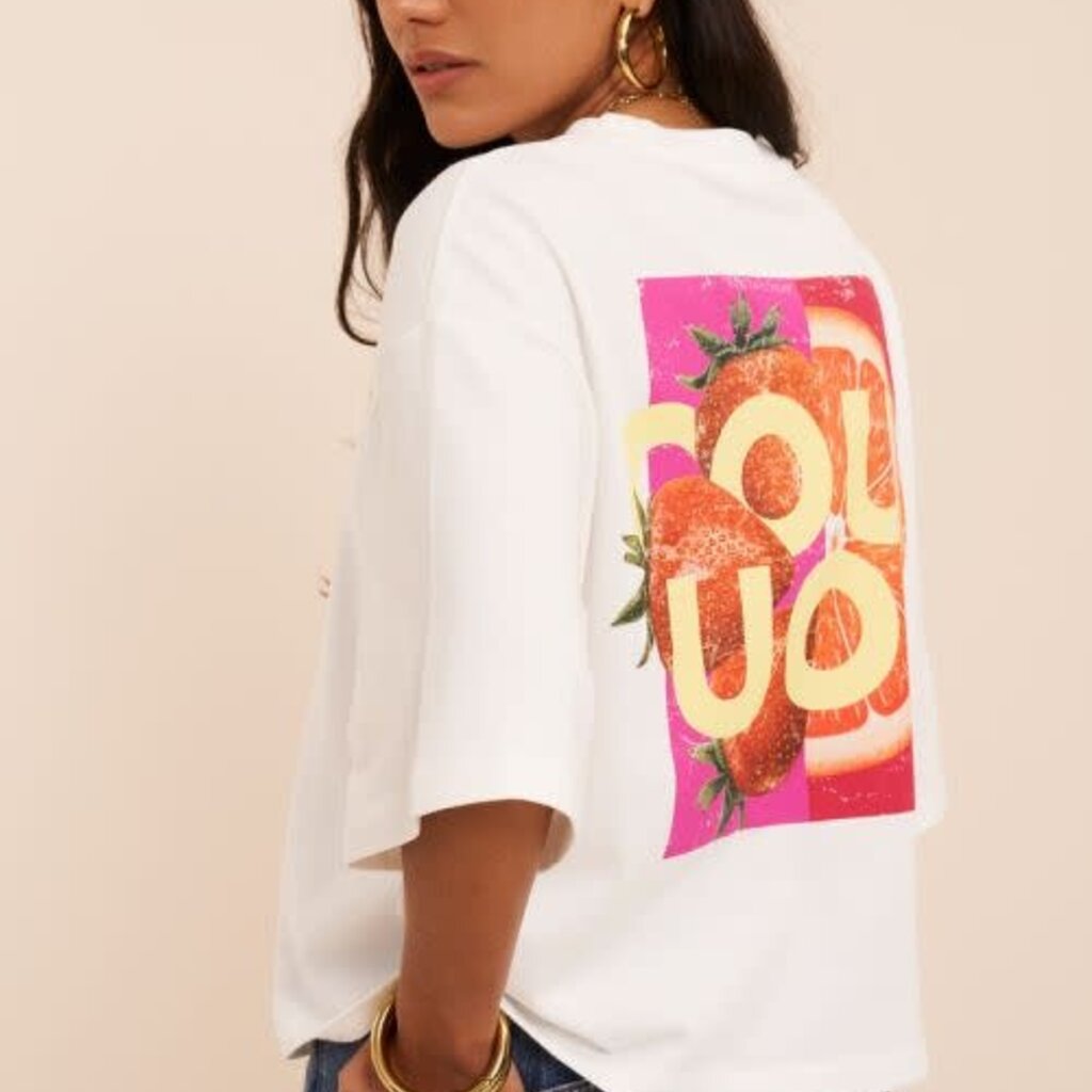 T-shirt met fruit print Coucou MJ16230 wit