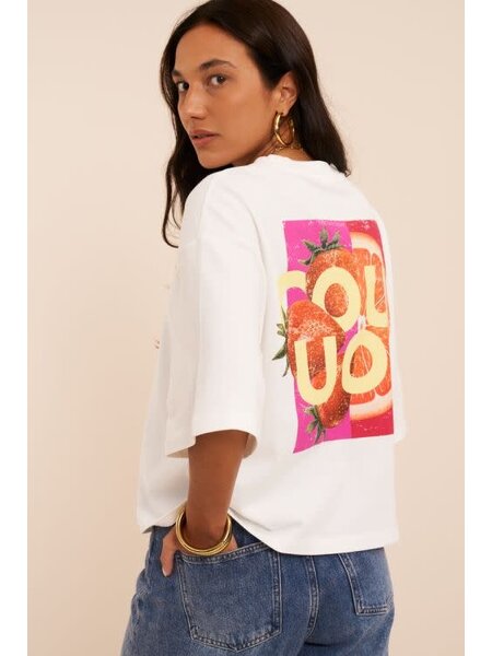 T-shirt met fruit print Coucou MJ16230 wit