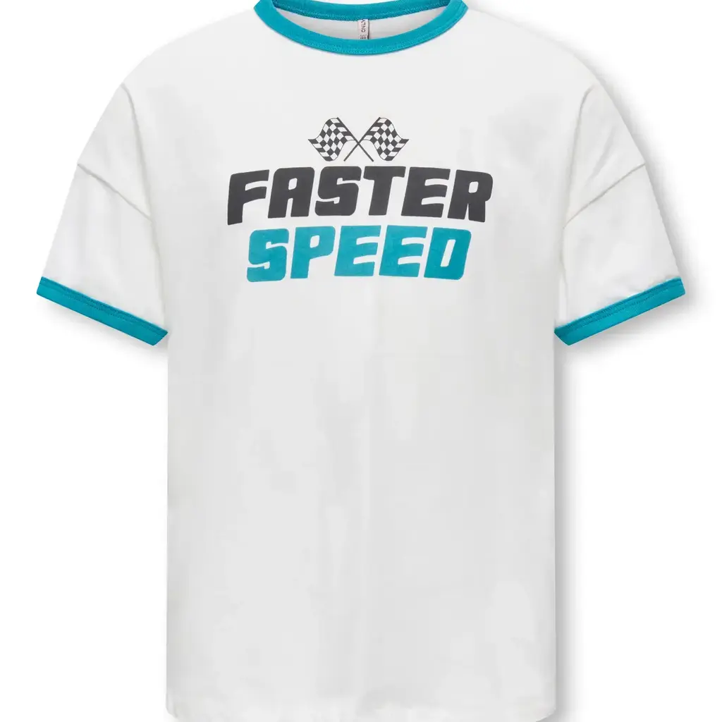 KIDS ONLY KOGLIMONE LIFE S/S RLX PRINT TOP JRS 15375910 Cloud Dancer Biscay Bay/Faster Speed