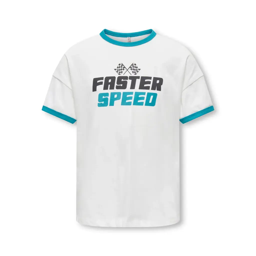 KIDS ONLY KOGLIMONE LIFE S/S RLX PRINT TOP JRS 15375910 Cloud Dancer Biscay Bay/Faster Speed