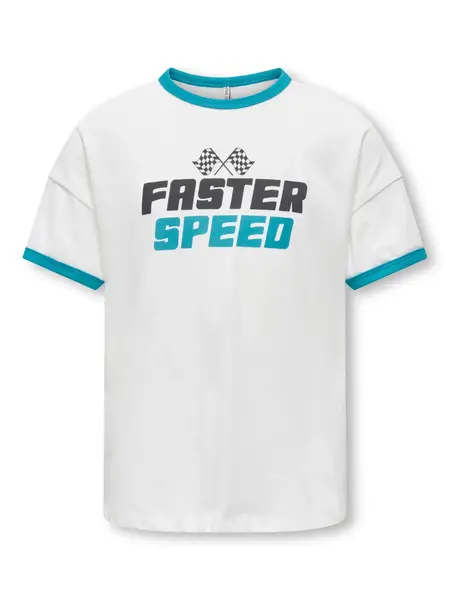KIDS ONLY KOGLIMONE LIFE S/S RLX PRINT TOP JRS 15375910 Cloud Dancer Biscay Bay/Faster Speed