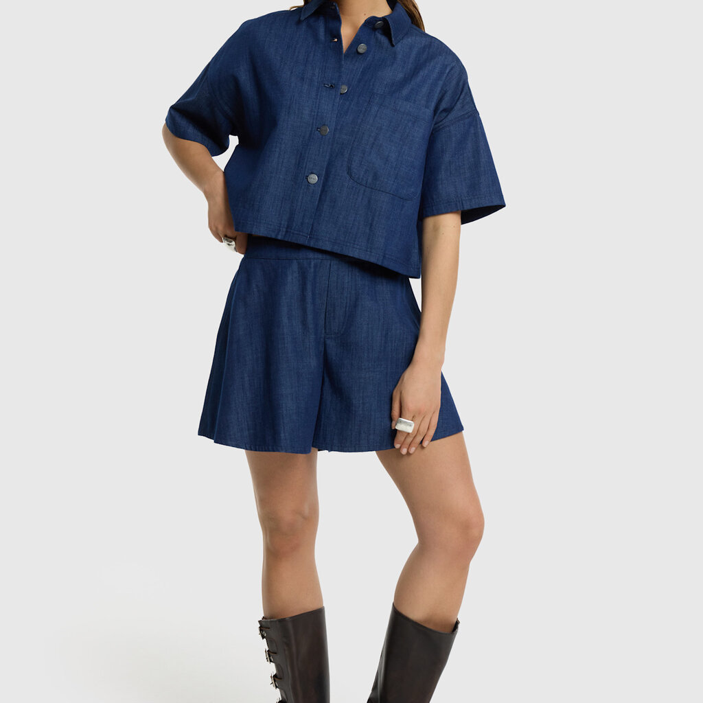 REFINED wide denim shorts CINDY 2605272186 navy