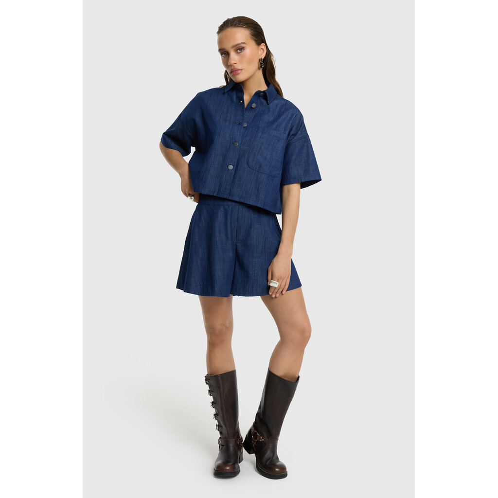 REFINED wide denim shorts CINDY 2605272186 navy