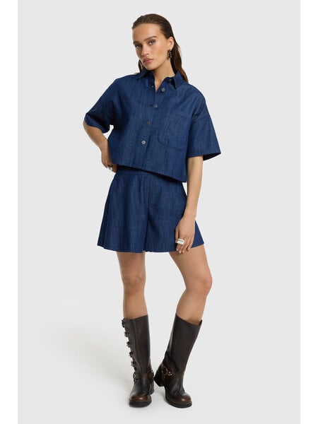 REFINED wide denim shorts CINDY 2605272186 navy