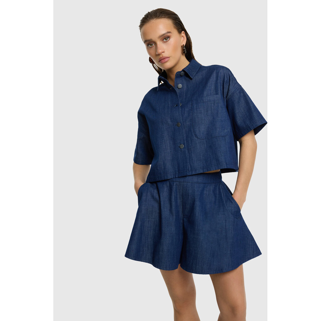 REFINED wide denim shorts CINDY 2605272186 navy
