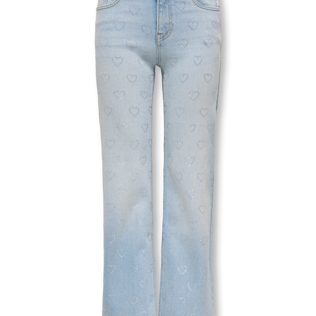KIDS ONLY KOGJUICY REG RHS HEART WIDE LEG DNM 15375202 Light Blue RHINESTONE HEARTS