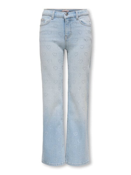 KIDS ONLY KOGJUICY REG RHS HEART WIDE LEG DNM 15375202 Light Blue RHINESTONE HEARTS