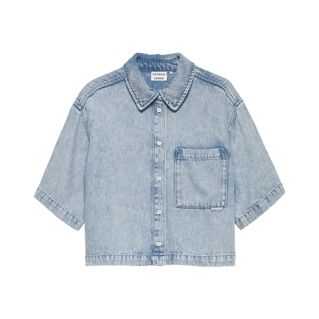 CATWALK JUNKIE Short sleeve denim blouse 2602021602 Light Blue