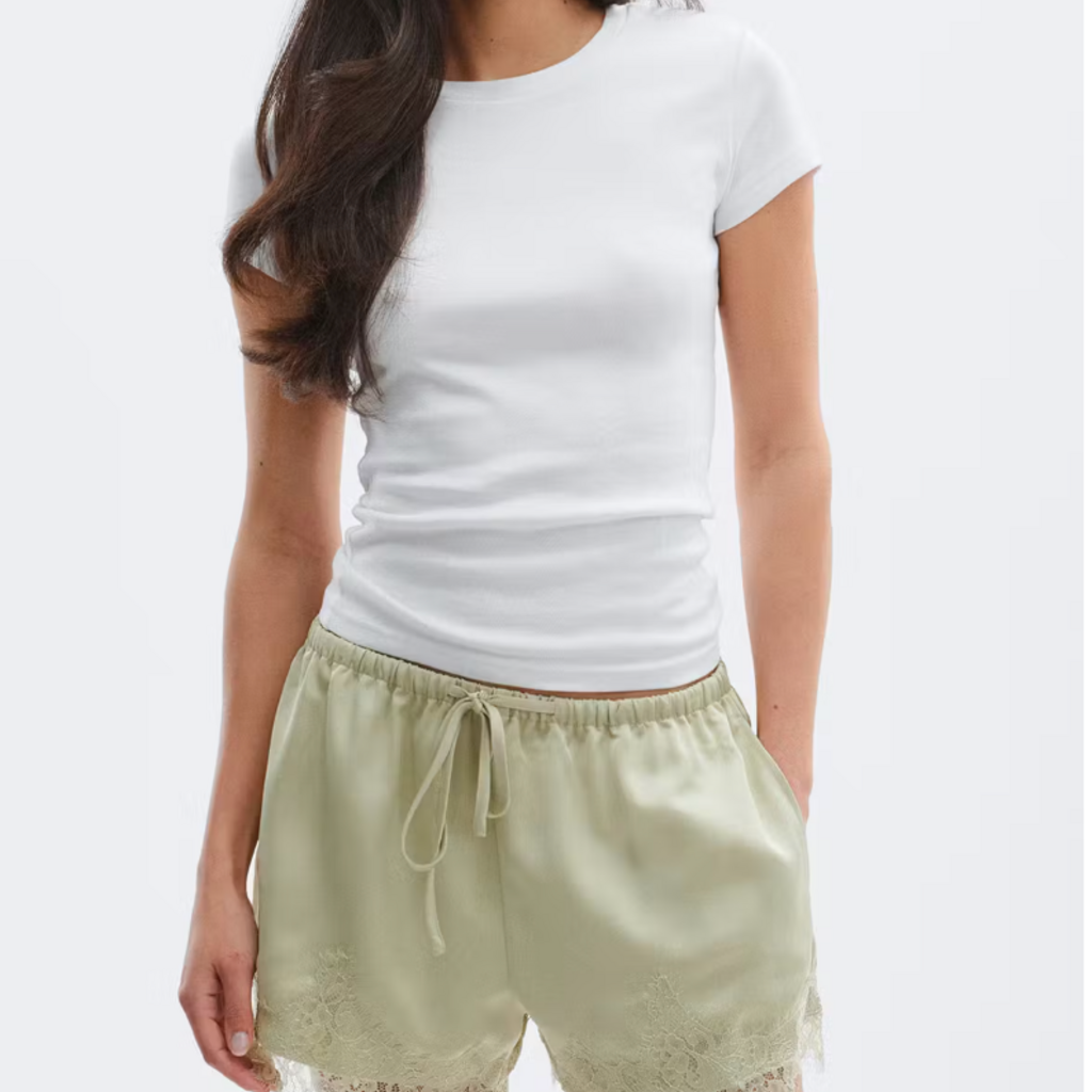 Gina Tricot Satin lace shorts 27932 Green glow (6050)