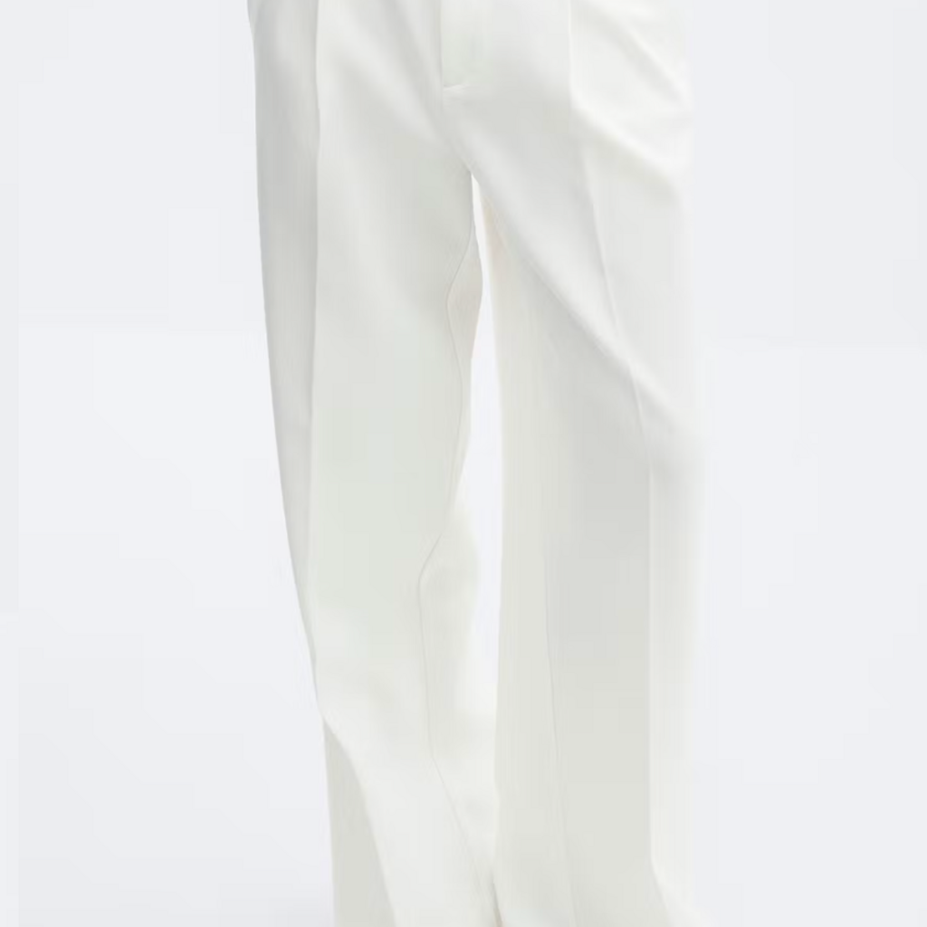 Gina Tricot Mid waist pleated trousers 27701 White (1000)