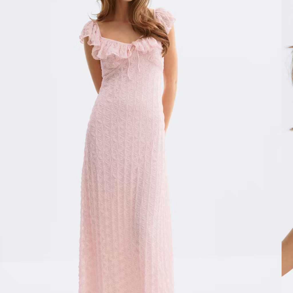 Gina Tricot Frill maxi dress 27596 Pink dogwood