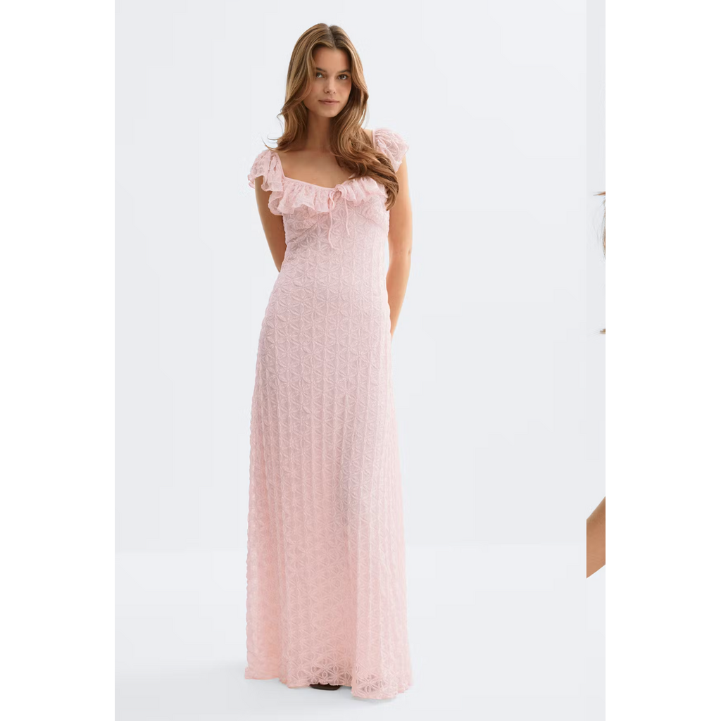 Gina Tricot Frill maxi dress 27596 Pink dogwood