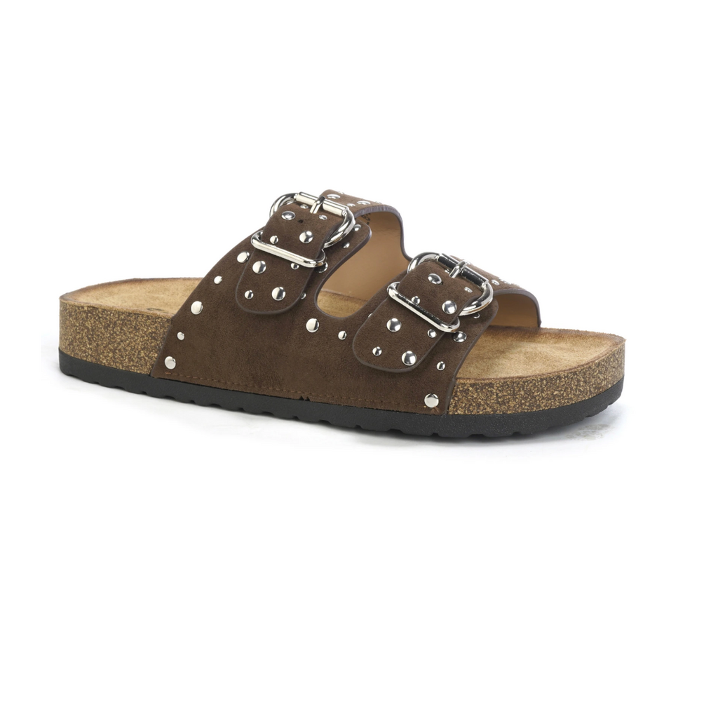 Slippers studs chunky zool - brown/zilver