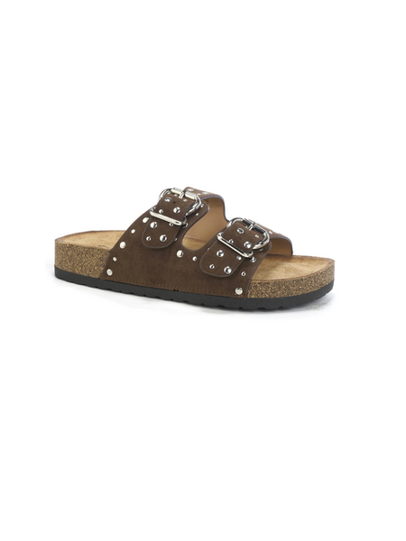Slippers studs chunky zool - brown/zilver