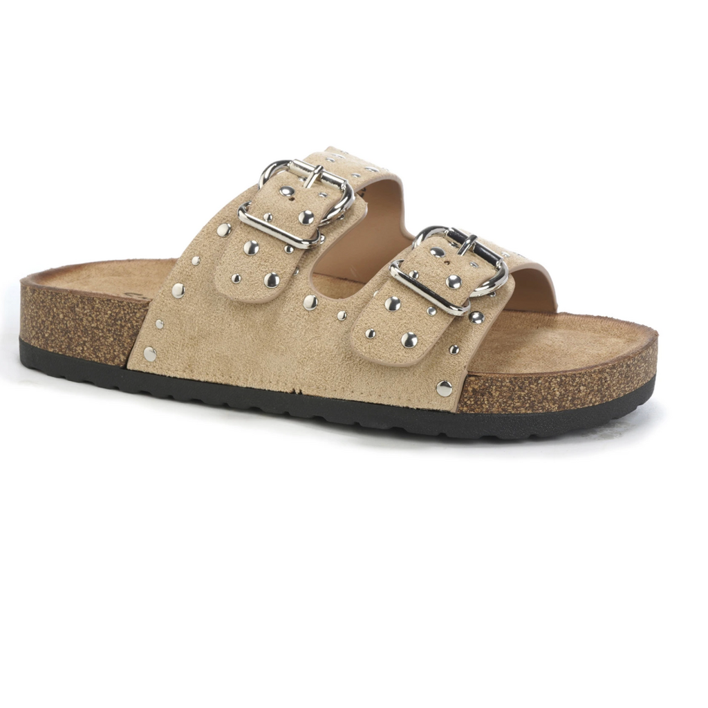 Slippers studs chunky zool - khaki/zilver