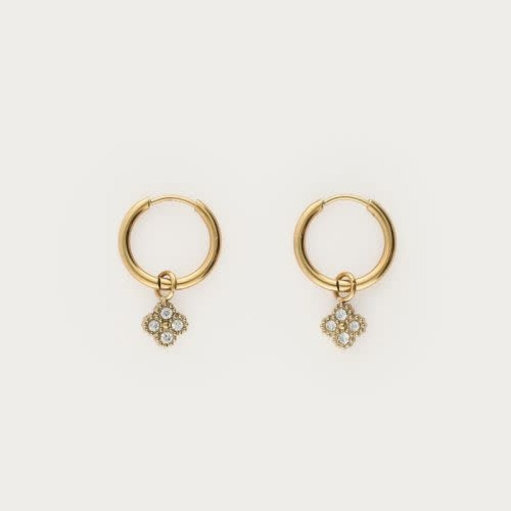 Earring mini hoop strass sun MJ14607 Goud