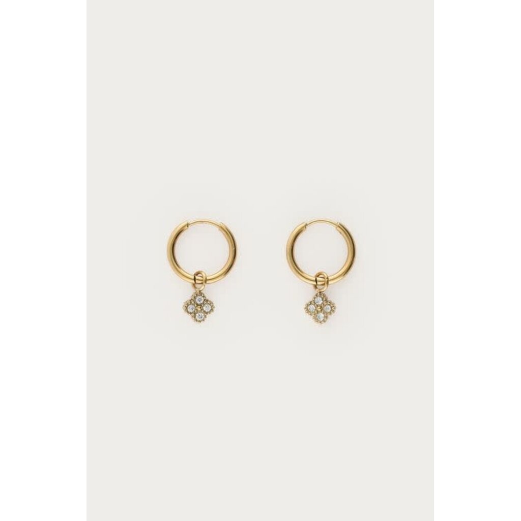Oorbellen mini hoop strass sun MJ14607 Goud