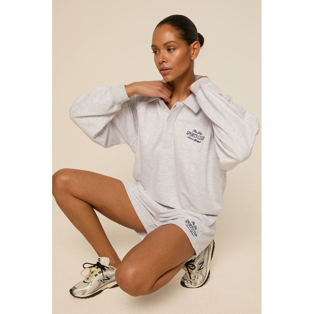 The Lola Club Alix Polo Sweater Light Grey Melange