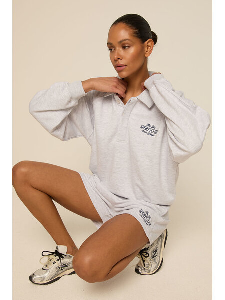The Lola Club Alix Polo Sweater Light Grey Melange