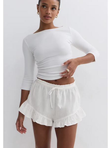 Gina Tricot Linen blend frill shorts 27805 White (1000)
