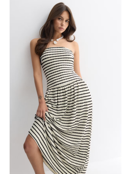 Gina Tricot Dropped waist bandeau dress 27391 Stripe (1057)