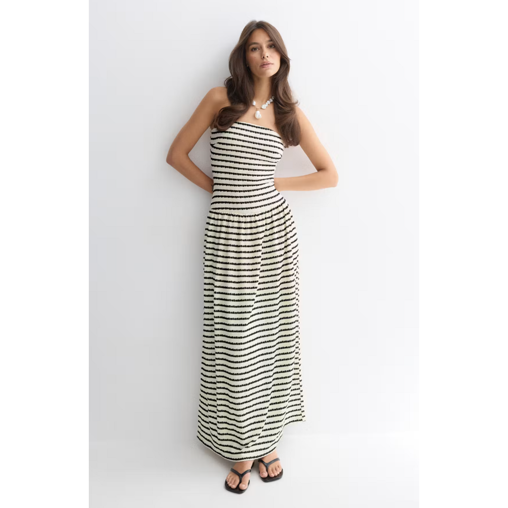 Gina Tricot Dropped waist bandeau dress 27391 Stripe (1057)